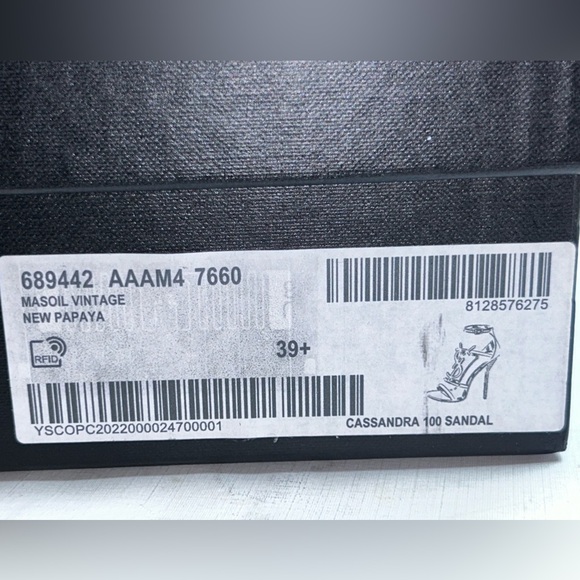 SAINT LAURENT CASSANDRA 100 SANDAL METAL YSL LOGO BROWN LEATHER SZ 39.5 NEW! - Picture 16 of 16